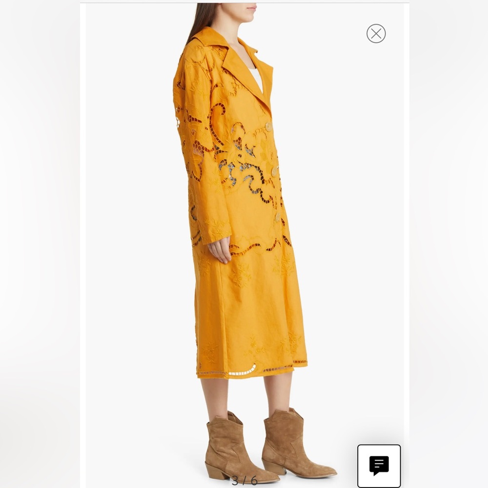 Free People Susanna Eyelet Cotton & Linen orange Coat Sz.L - Picture 7 of 16